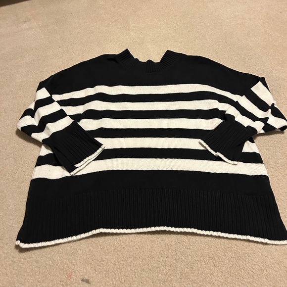 Sonoma Black and White Striped Women's Sweater - Picture 2 of 5